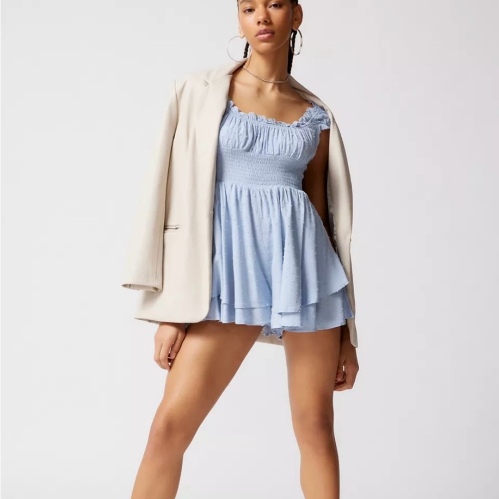 Urban outfitters smocked tiered ruffle romper